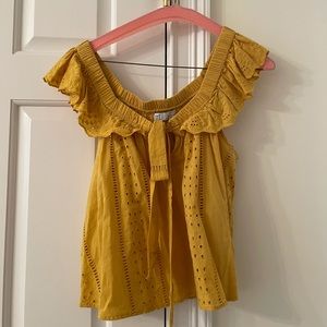 Zara Eyelet Yellow Blouse